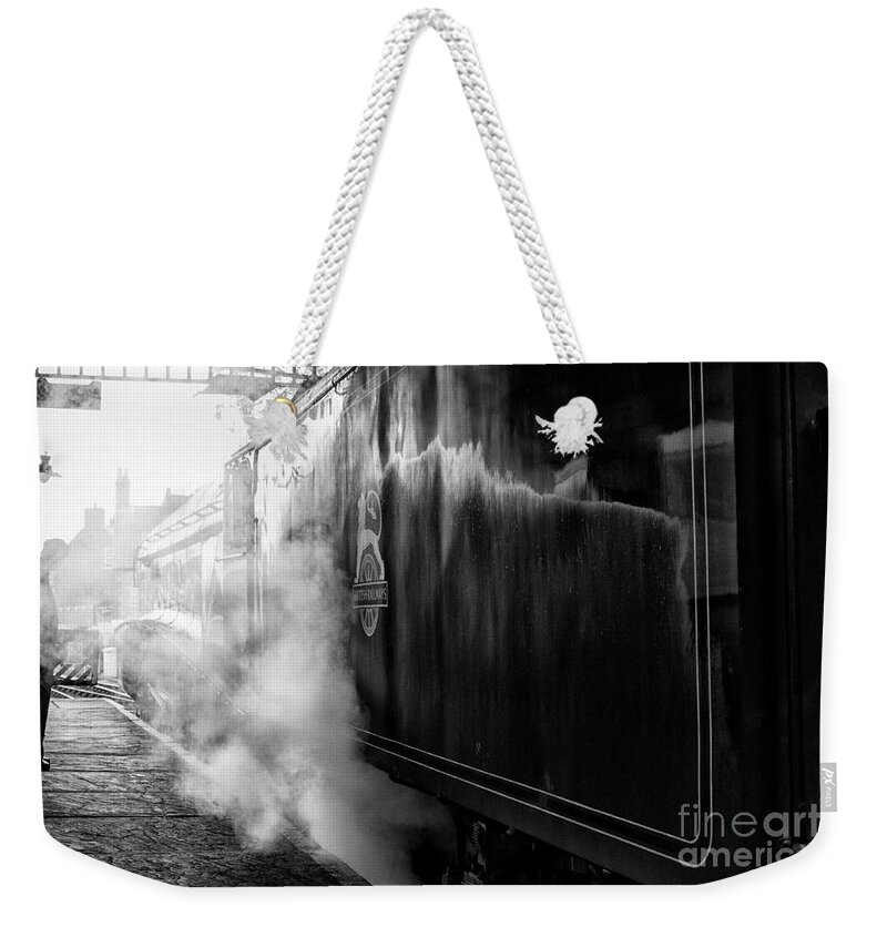 Moors Weekender Tote Bag featuring the photograph Steam train at Pickering station by Patricia Hofmeester