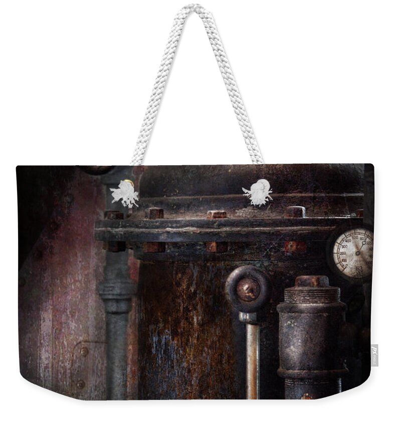 Hdr Weekender Tote Bag featuring the photograph Steampunk - Handling Pressure by Mike Savad