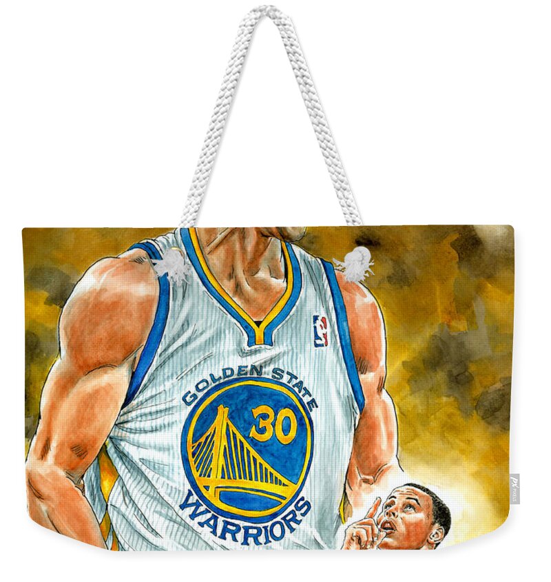 Stephen Curry Weekender Tote Bag featuring the painting Stephen Curry by Tom Hedderich