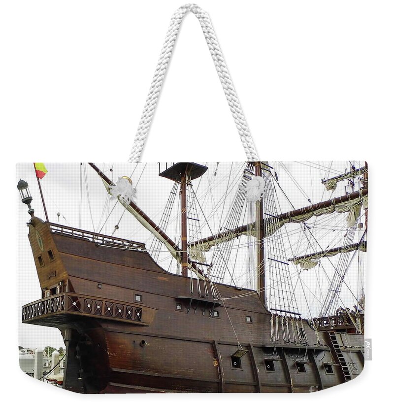 El Galeon Weekender Tote Bag featuring the photograph Stern Lamp And Balcony by D Hackett