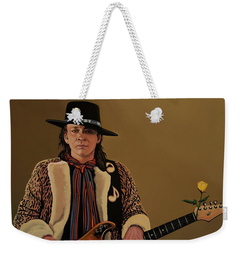 Stevie Ray Vaughan Weekender Tote Bag featuring the painting Stevie Ray Vaughan 2 by Paul Meijering
