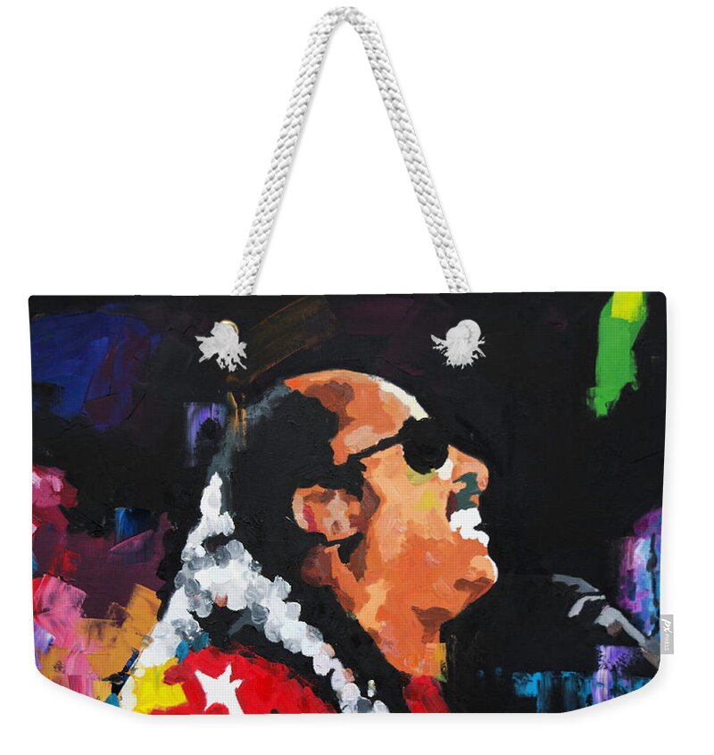 Stevie Wonder Weekender Tote Bag featuring the painting Stevie Wonder Live by Richard Day