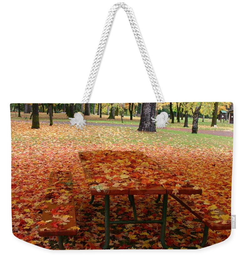 Fall Weekender Tote Bag featuring the photograph Still Fall by Marie Neder