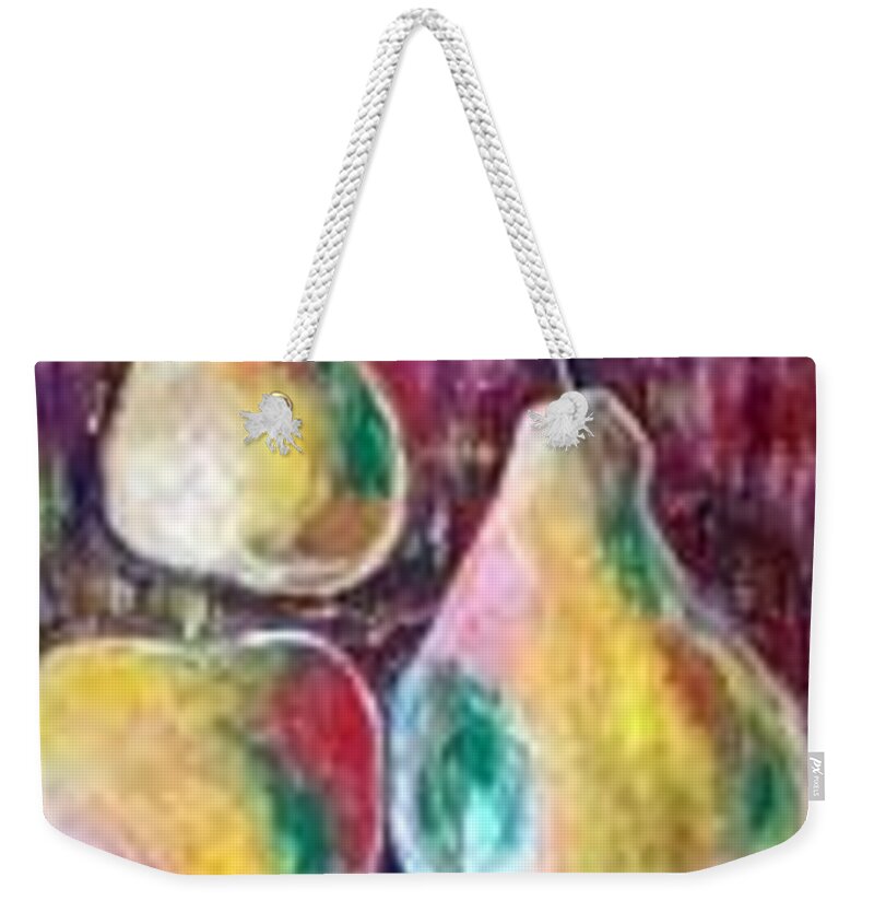 Still Life Weekender Tote Bag featuring the painting Still life in the form of pears by Sam Shaker