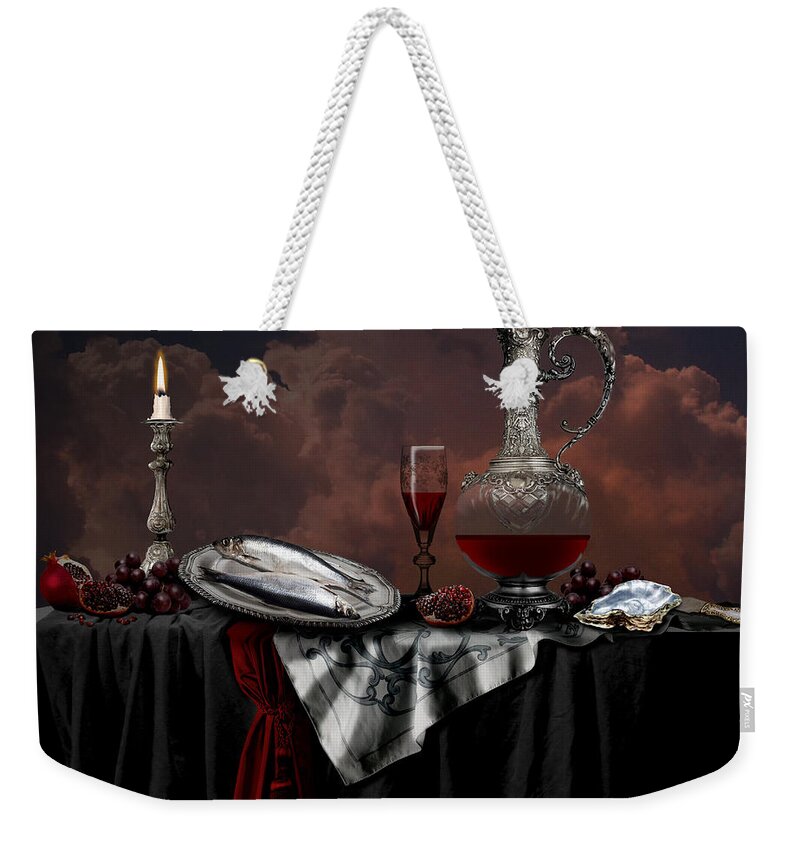 Still Life Weekender Tote Bag featuring the digital art Still life with red wine by Alexa Szlavics