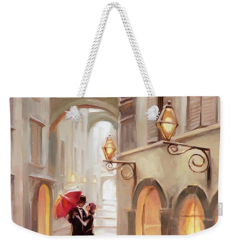 Love Weekender Tote Bag featuring the painting Stolen Kiss by Steve Henderson