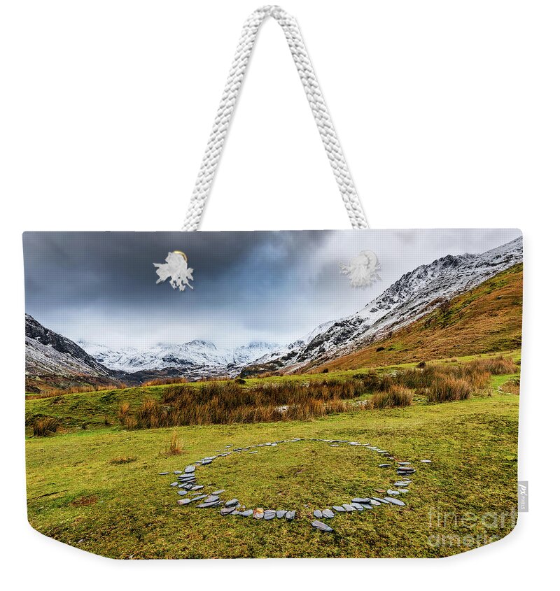 Nant Ffrancon Weekender Tote Bag featuring the photograph Stone Circle Snowdonia by Adrian Evans
