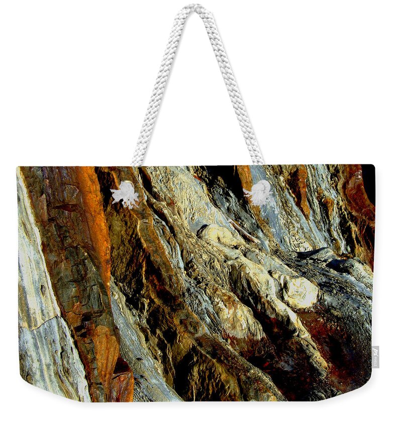 Rock Weekender Tote Bag featuring the photograph Stone History by Donna Blackhall