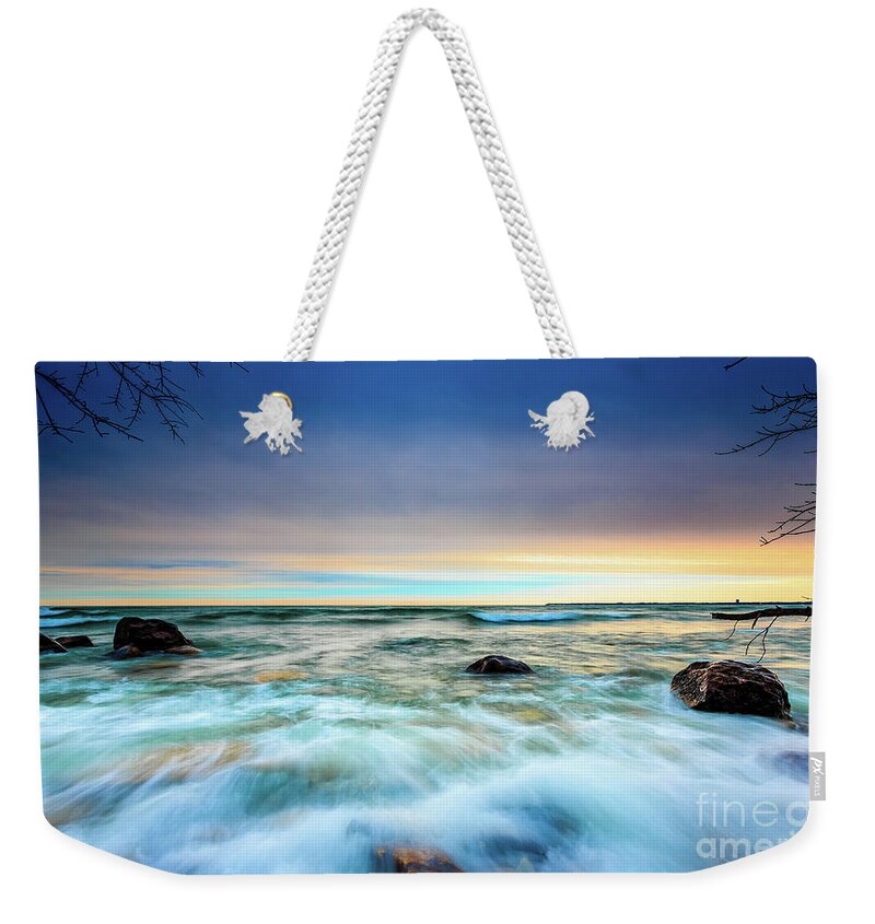 Boulder Weekender Tote Bag featuring the photograph Stone Rush by Andrew Slater