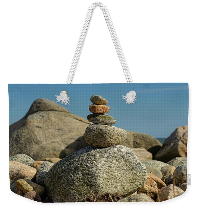 Stone Weekender Tote Bag featuring the photograph Stone Stack by ChelleAnne Paradis