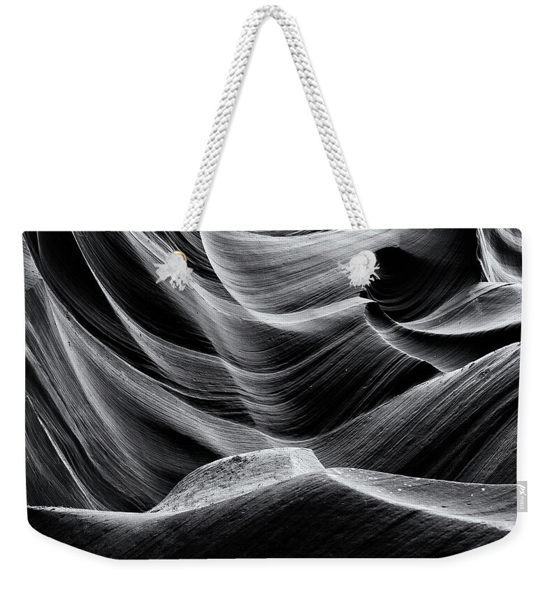 Stone Weekender Tote Bag featuring the photograph Stone Swell Black and White by Nicholas Blackwell