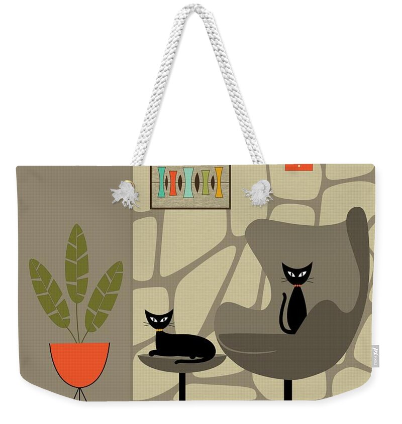 Mid Century Modern Weekender Tote Bag featuring the digital art Stone Wall by Donna Mibus