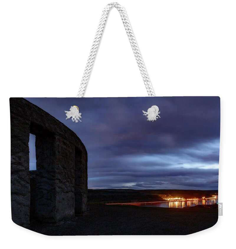 Night Weekender Tote Bag featuring the photograph Stonehenge and the Columbia by Cat Connor