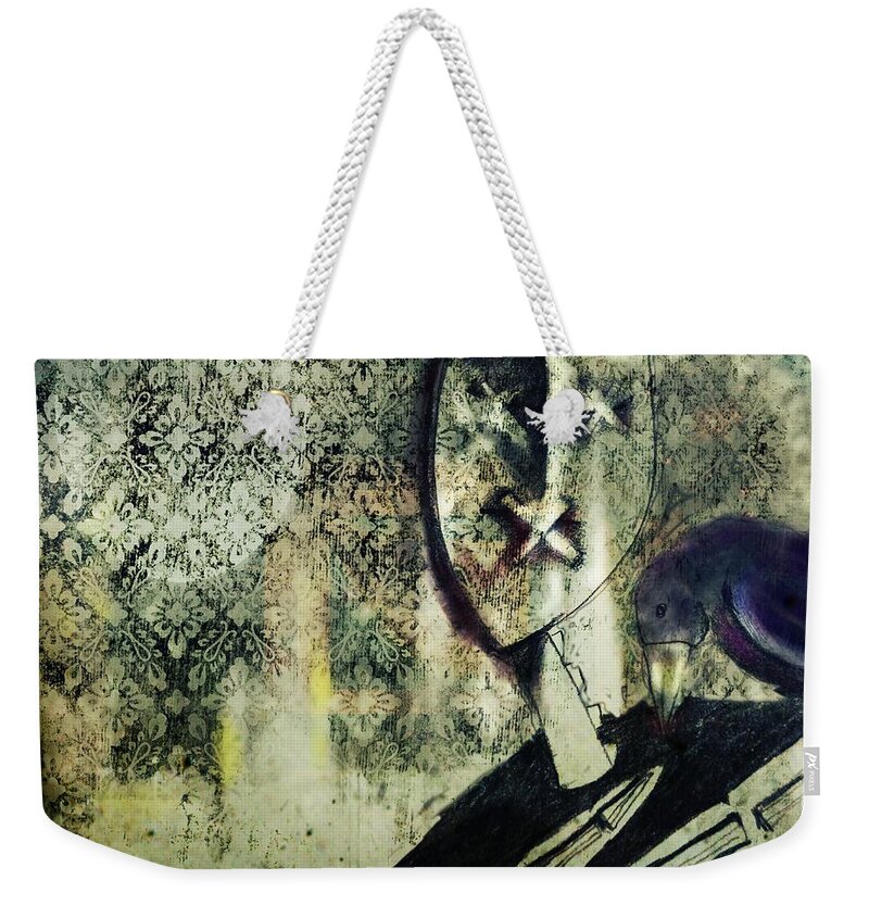 Raven Weekender Tote Bag featuring the digital art Stop Talking by Delight Worthyn