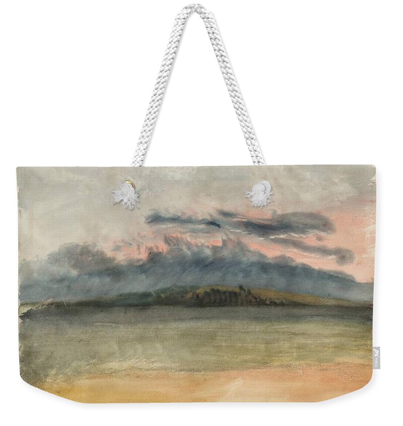 Joseph Mallord William Turner 1775�1851  Storm Clouds Sunset With A Pink Sky Weekender Tote Bag featuring the painting Storm Clouds Sunset with a Pink Sky by Joseph Mallord