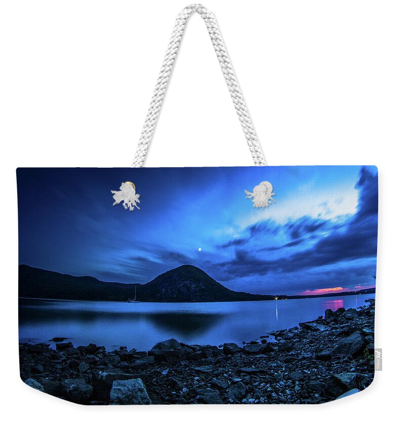 Hudson Valley Weekender Tote Bag featuring the photograph Storm King Twilight by John Morzen