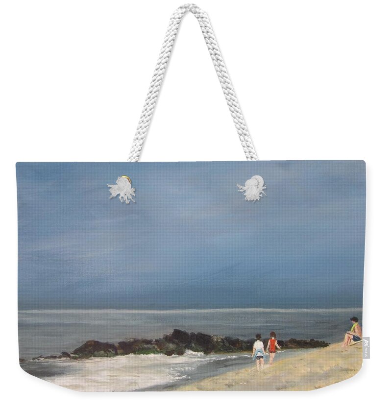 Painting Weekender Tote Bag featuring the painting Storm Out to Sea by Paula Pagliughi