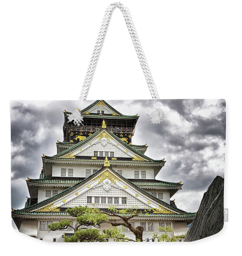 Osaka Weekender Tote Bag featuring the photograph Storm over Osaka Castle by Jane Rix