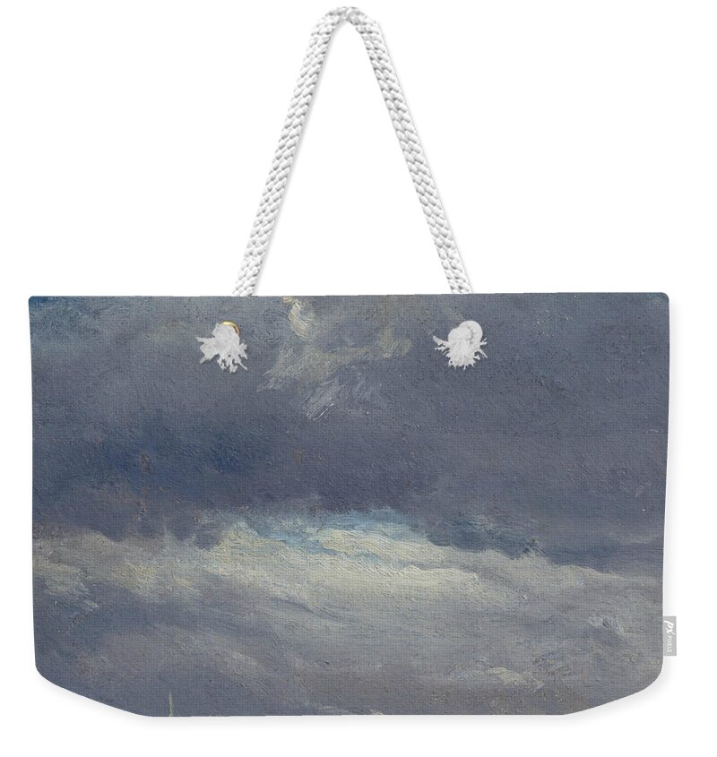 Johan Christian Dahl Weekender Tote Bag featuring the painting Stormclouds over the Castle Tower in Dresden by Johan Christian Dahl