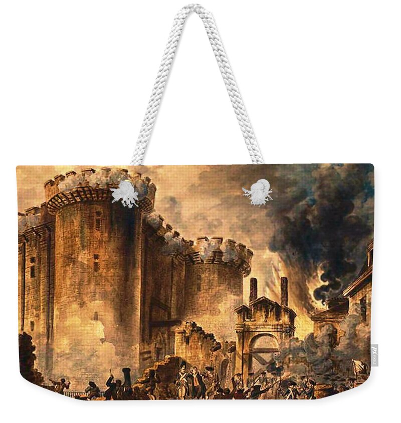 Storming Of The Bastille Weekender Tote Bag featuring the painting Storming of the Bastille by Jean-Pierre Houel