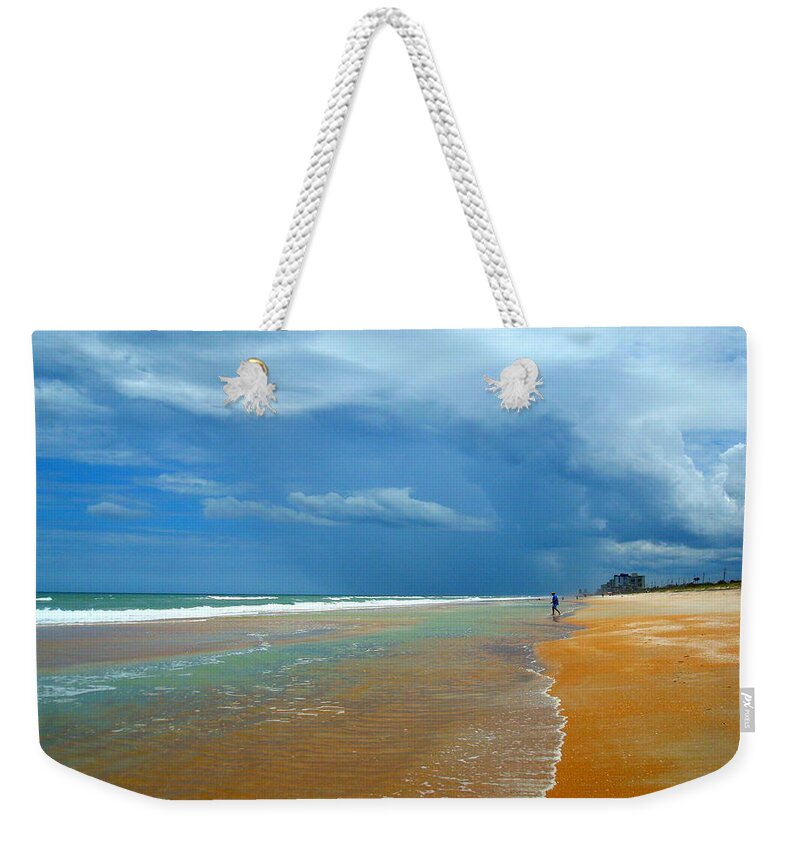 Beach Weekender Tote Bag featuring the photograph Stormy Day Ormond by Julie Pappas