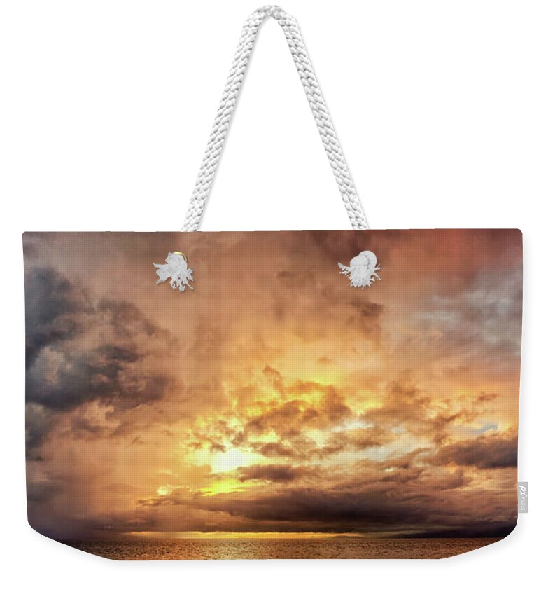 Sunset Weekender Tote Bag featuring the photograph Stormy Ka'anapali Sunset by Christopher Johnson