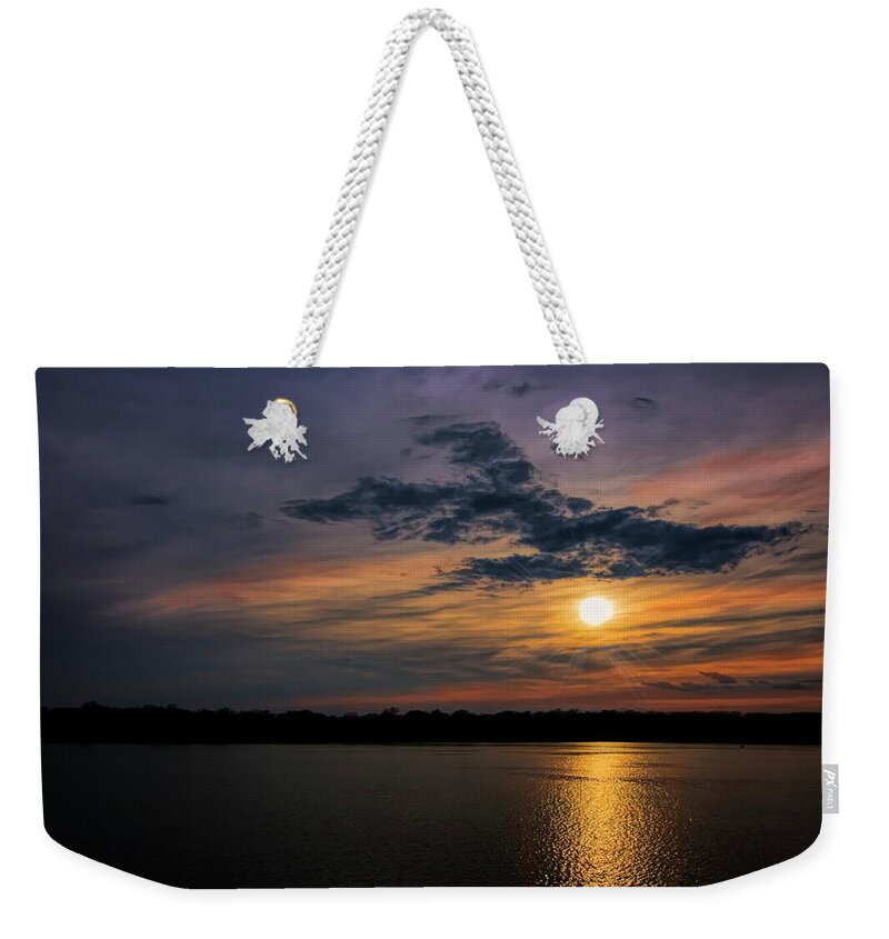 Stormy Sunset Over Belleville Lake Weekender Tote Bag featuring the photograph Stormy Sunset over Belleville Lake by Pat Cook