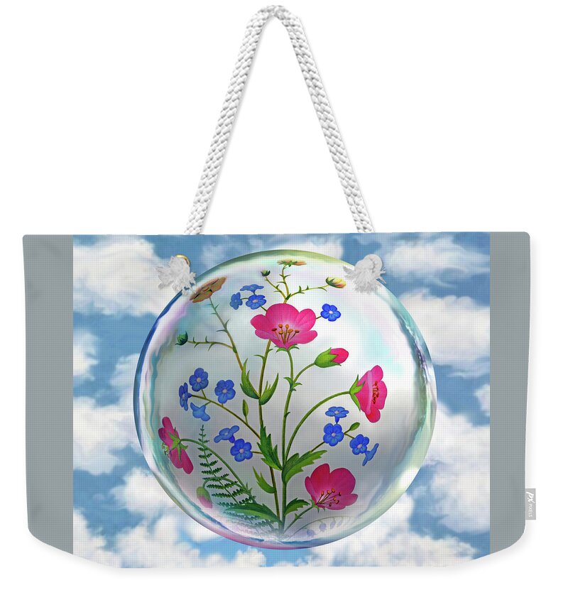  Flower Globe Weekender Tote Bag featuring the digital art Storybook Ending by Robin Moline