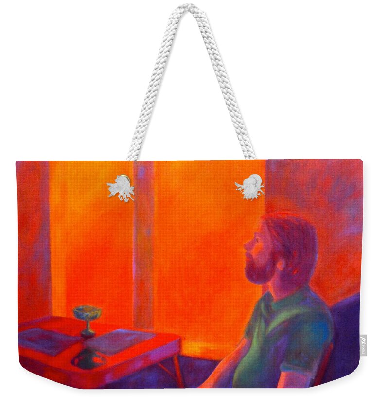 Man Weekender Tote Bag featuring the painting Strange Light by Kendall Kessler