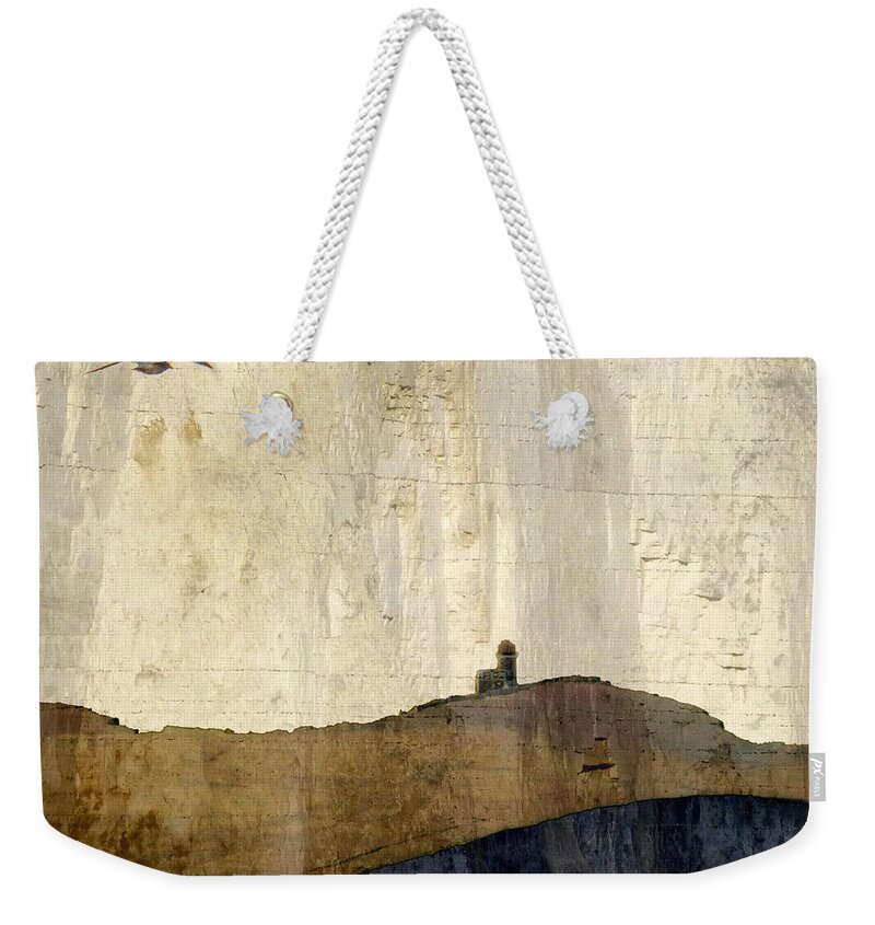 Strata Weekender Tote Bag featuring the photograph Strata with lighthouse and gull by LemonArt Photography