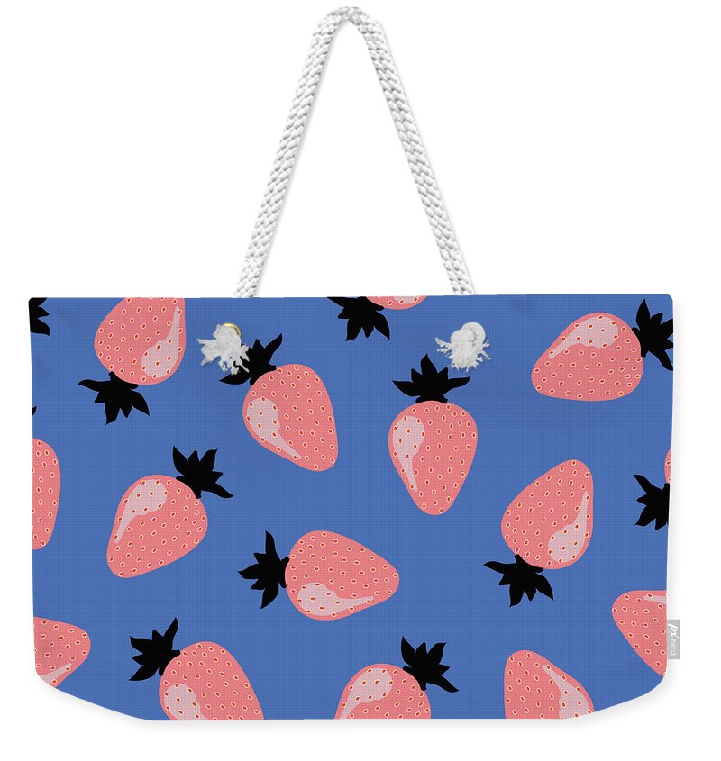 Strawberry Weekender Tote Bag featuring the digital art Strawberries by Elizabeth Tuck