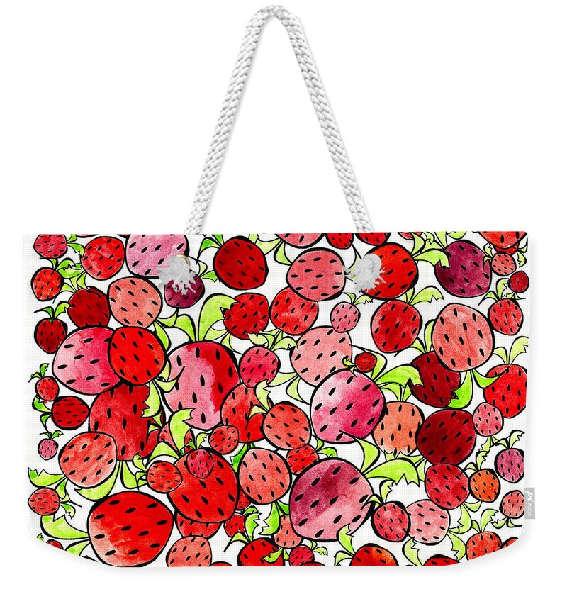 Strawberry Weekender Tote Bag featuring the painting Strawberries by Tonya Doughty