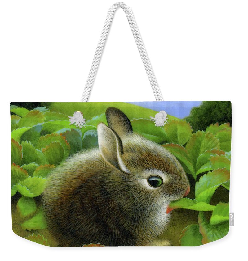 Bunny Weekender Tote Bag featuring the painting Strawberry by Chris Miles