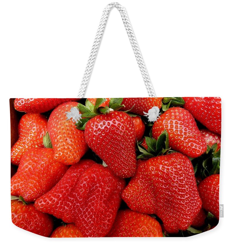 Strawberry Weekender Tote Bag featuring the photograph Strawberry by Jackie Russo