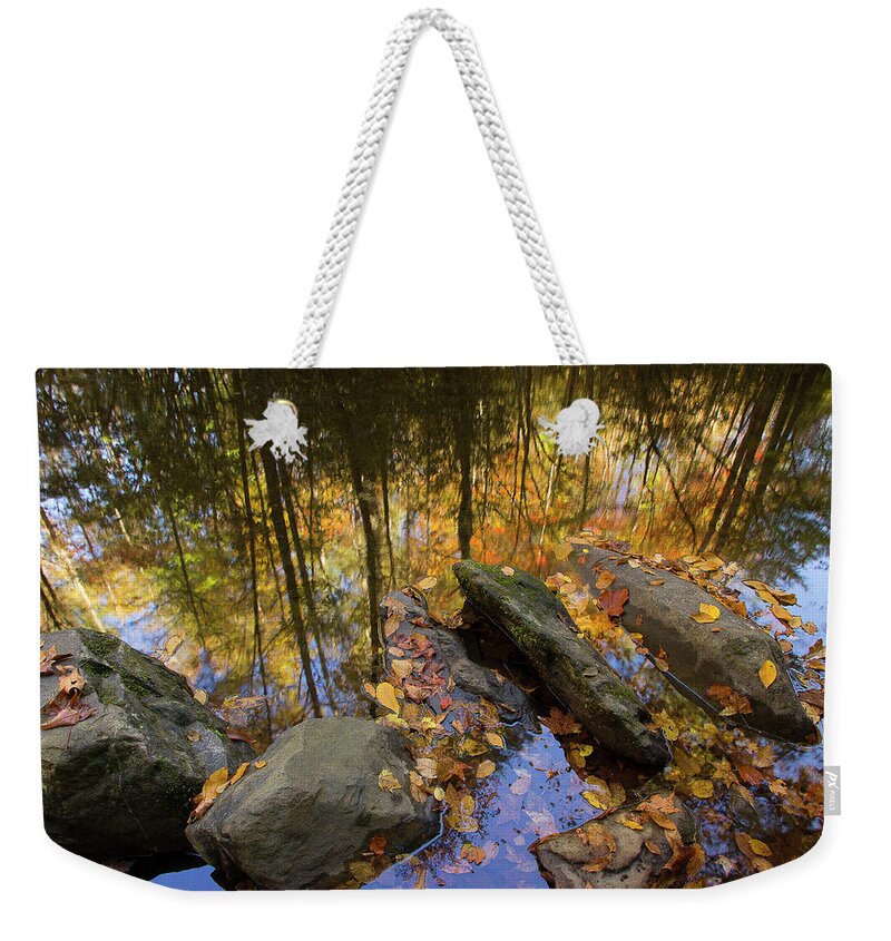 Autumn Stream Weekender Tote Bag featuring the photograph Stream Side Reflections by Mike Eingle