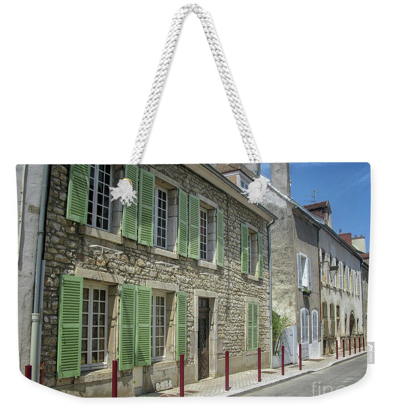 Houses Weekender Tote Bag featuring the photograph Street in Burgundy town by Patricia Hofmeester