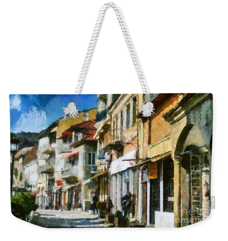 Painting Weekender Tote Bag featuring the painting Street in Veliko Tarnovo by Dimitar Hristov