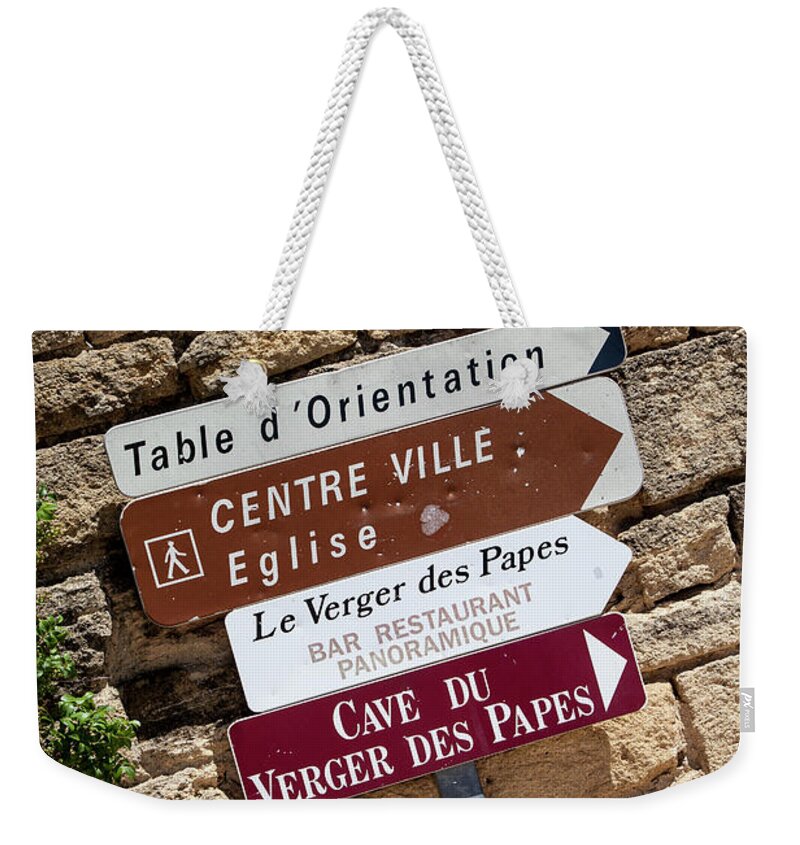 Vineyards Weekender Tote Bag featuring the photograph Street Signs by Timothy Johnson