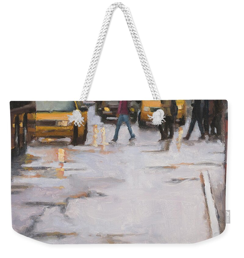 Oil Painting Weekender Tote Bag featuring the painting Street wise by Tate Hamilton