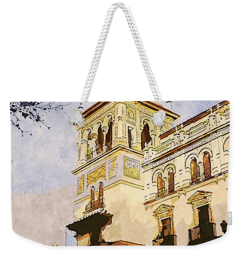Sevilla Weekender Tote Bag featuring the painting Streets of Seville, Spain - 01 by AM FineArtPrints
