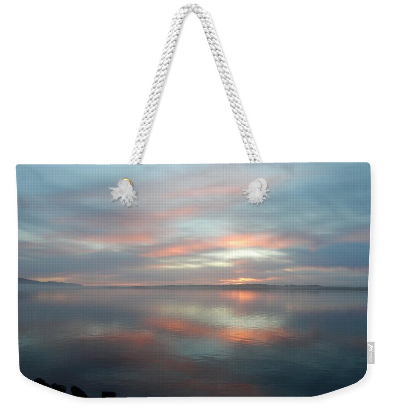 Galleryofhope Weekender Tote Bag featuring the photograph Striped Sunset With Lifeline # by Gallery Of Hope 