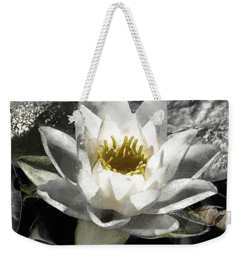 Water Lily Weekender Tote Bag featuring the digital art Strokes of the Lily by JGracey Stinson