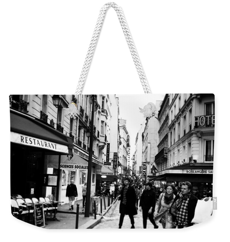 Paris Weekender Tote Bag featuring the photograph Strolling the Streets of Paris by Nancy Ann Healy