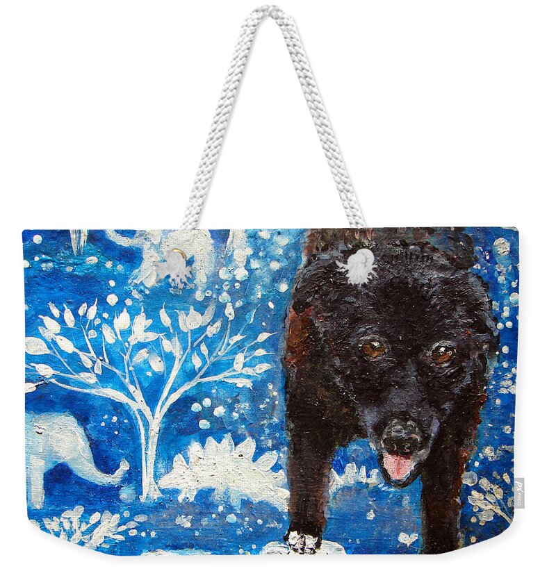 Pet Portrait Weekender Tote Bag featuring the painting Stormy - Pet Portrait by Ashleigh Dyan Bayer