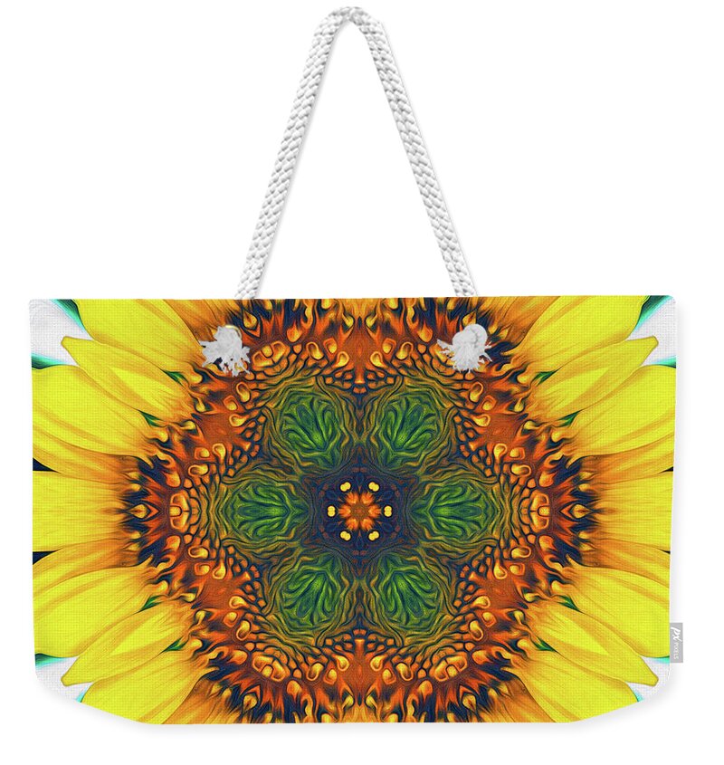 Sunflower Weekender Tote Bag featuring the digital art Structure of A Sunflower by Phil Perkins