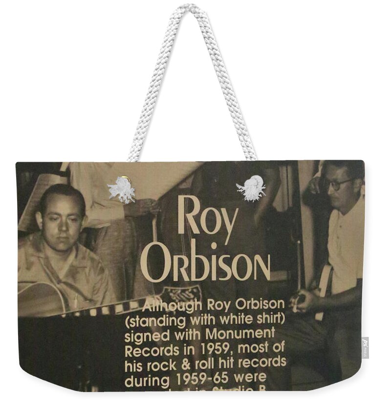Elvis Weekender Tote Bag featuring the photograph Studio B Roy Orbison by Chuck Kuhn
