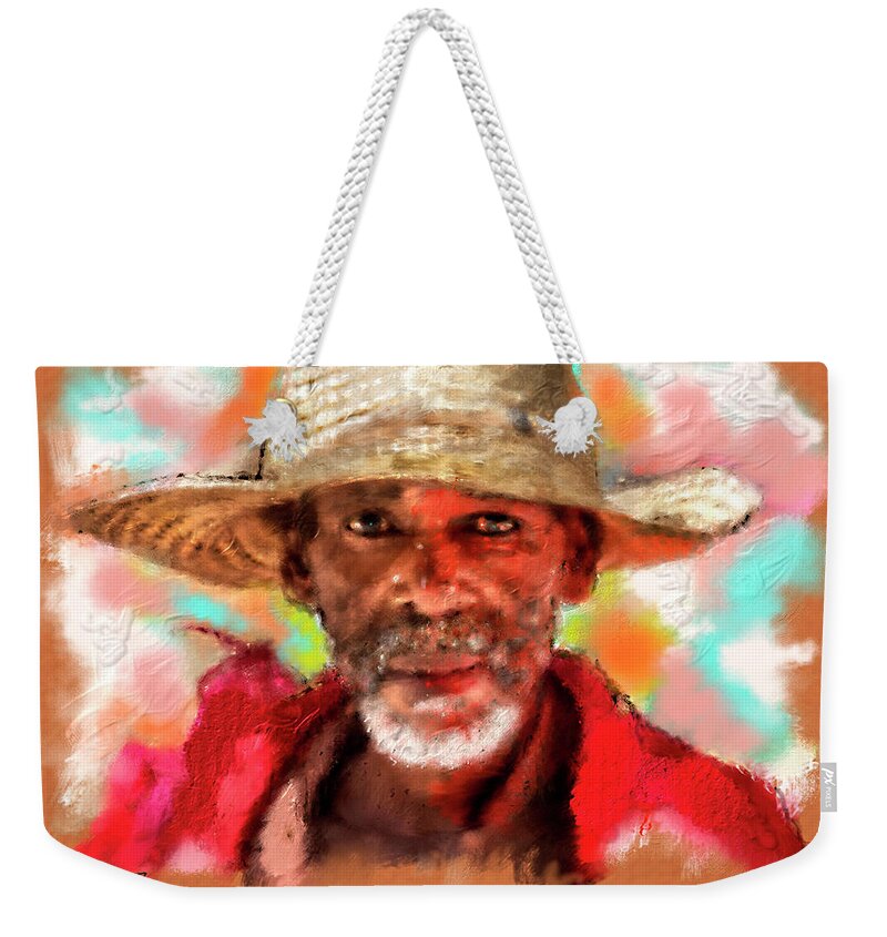 Fine Art Weekender Tote Bag featuring the digital art Study of an Old Man by Ted Azriel