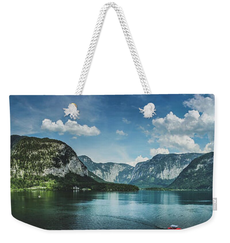 Architecture Weekender Tote Bag featuring the photograph Stunning Lake Hallstatt Panorama by Andy Konieczny