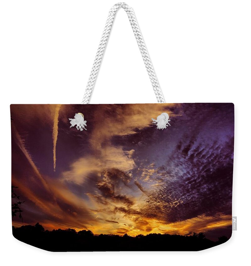Stunning Weekender Tote Bag featuring the photograph Stunning sunset Sky by Mother Nature by Lilia S