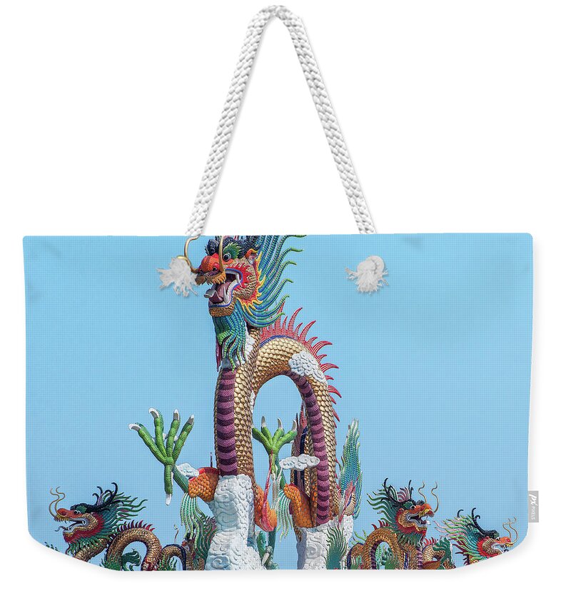 Temple Weekender Tote Bag featuring the photograph Suan Sawan Golden Dancing Dragon DTHNS0144 by Gerry Gantt